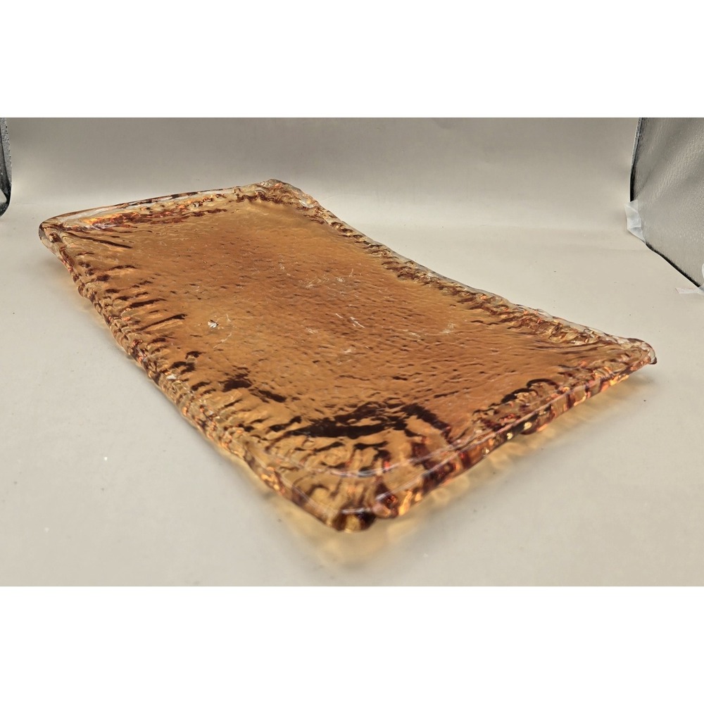 Vintage Amber Glass Curved Serving Tray - Japan 20th Century B#27